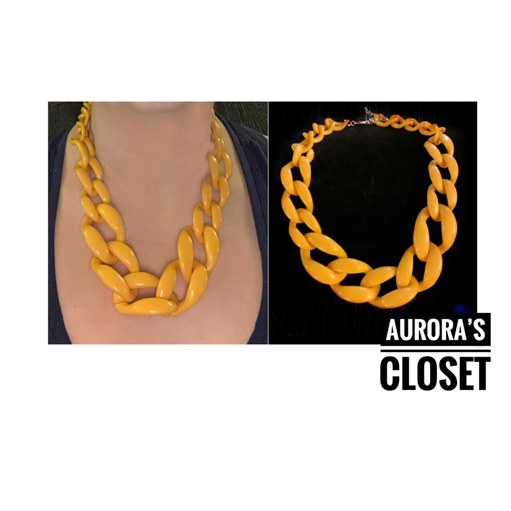Vintage Mustard Yellow Acrylic Choker Chunky Chain 23$